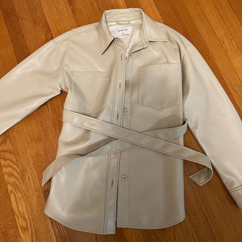 Aritzia Cream Leather Jacket Babaton